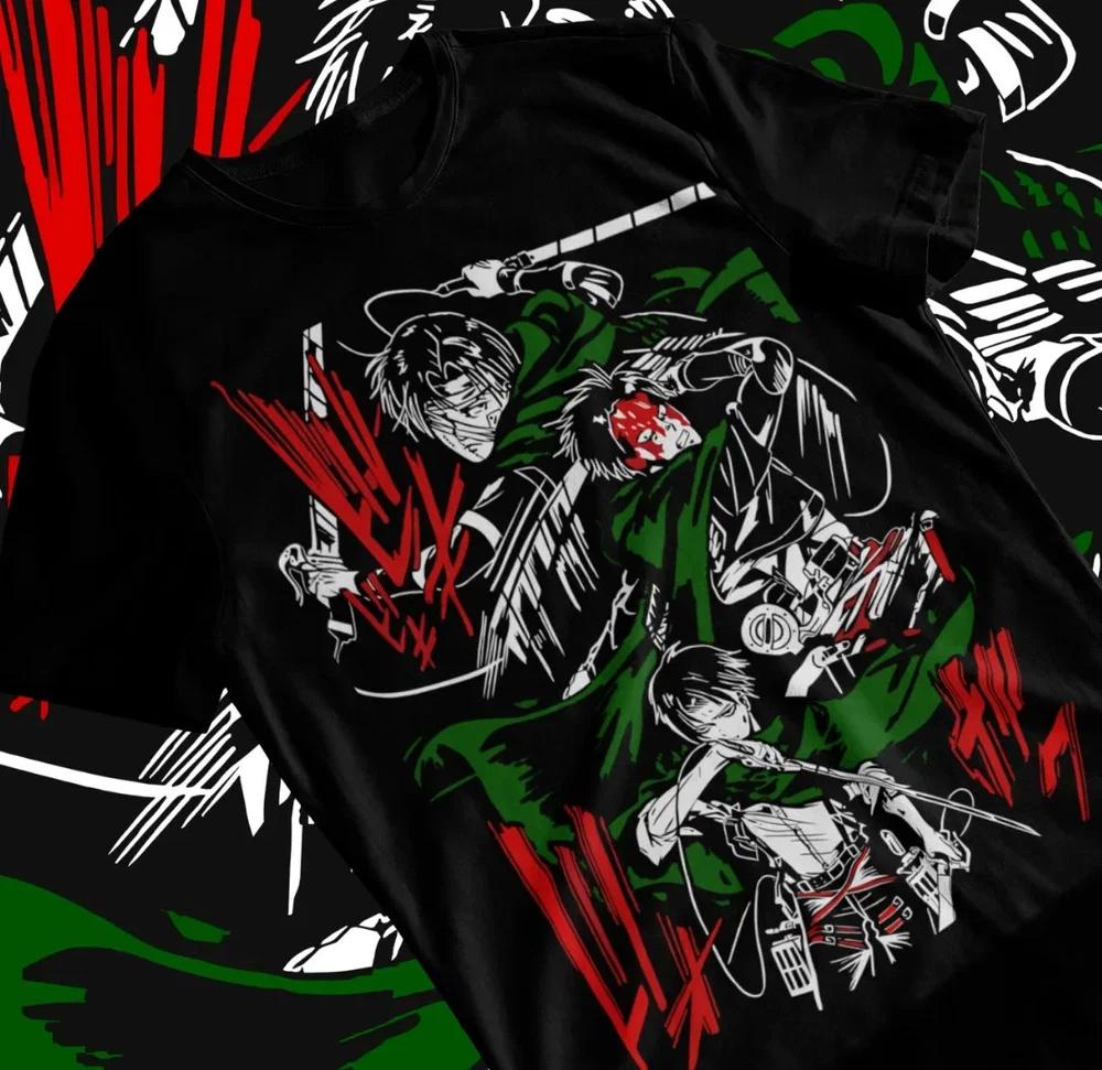 Anime Captain Levi Attack On Titan Black TShirt S