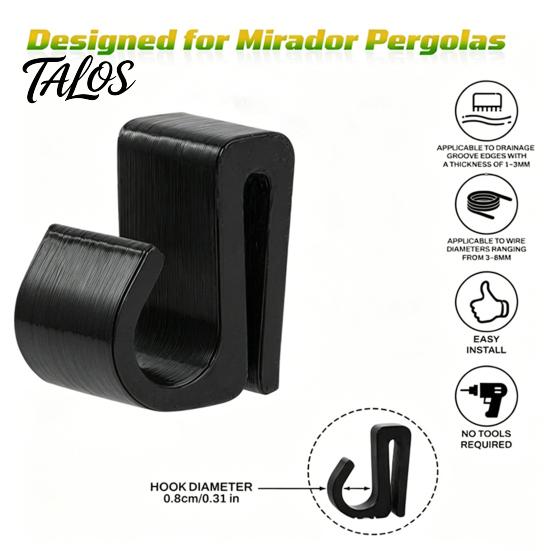 String Light Installation Tools Outdoor Clips, Black Plastic Organize Hooks, Weather Resistant Mounts Snap-on Fasteners for Garden Backyard Decoration