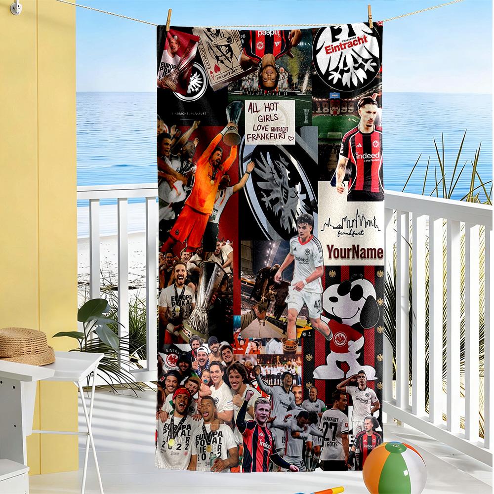 Eintracht Frankfurt Customize Your Name Beach Towel Super Soft Absorbent Ideal For Travel Outdoor Swim Pool Yoga Surf Camping Hiking Gym Gift Holiday