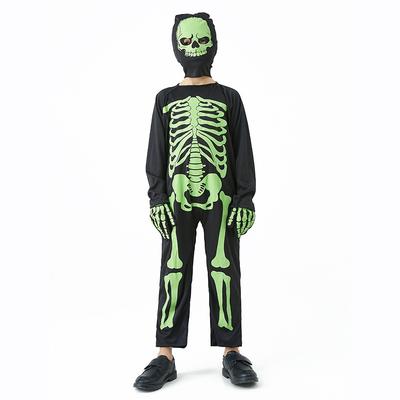 New Children's Horror Luminous Skeleton Clothes Classic Halloween Skeleton Character Dress Up Show Costume