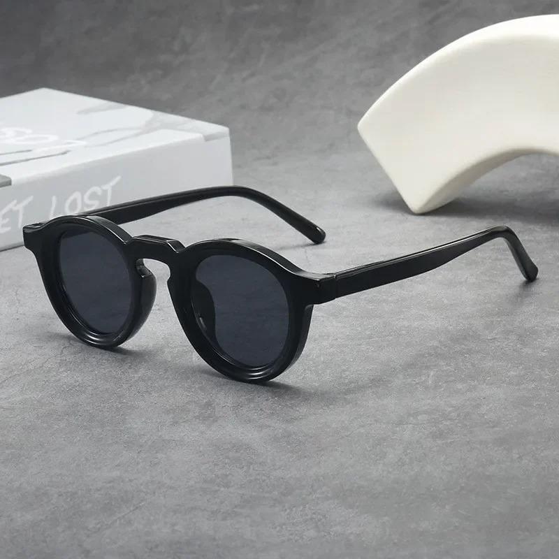 

New Retro Round Small Frame Sunglasses Personalized High-end Men s and Women s Glasses Fashion Trend UV Resistant Sunglasses черный серый