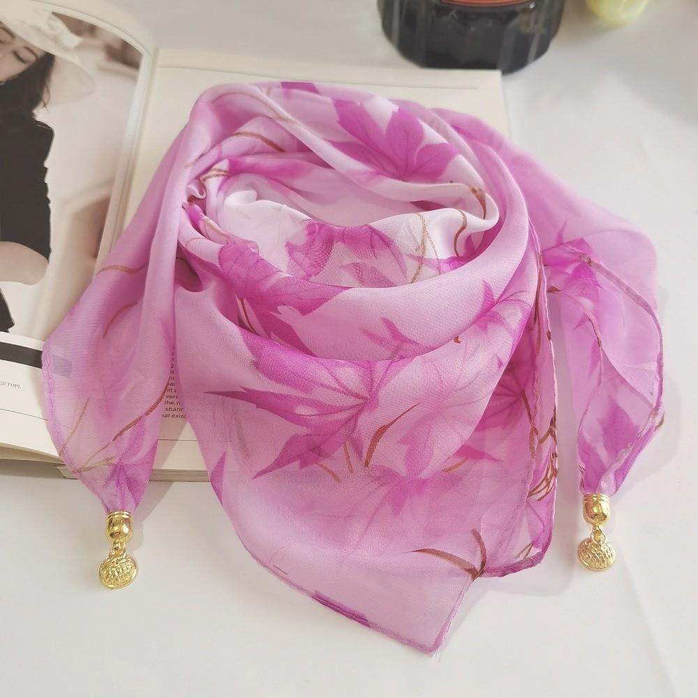 Luxury Silk Scarf Printed Small Square Scarf Fashion Magnetic Buckle Scarf For Women