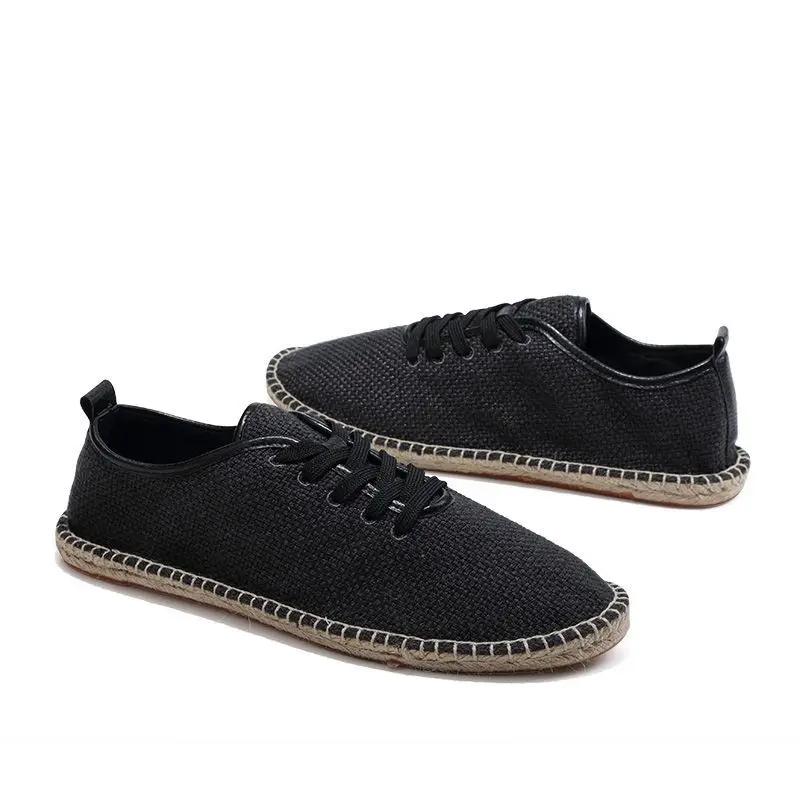 Summer Linen Breathable Casual Flats Shoes Mens Espadrilles Loafers Men Canvas Shoes Casual Fisherman Driving Footwear