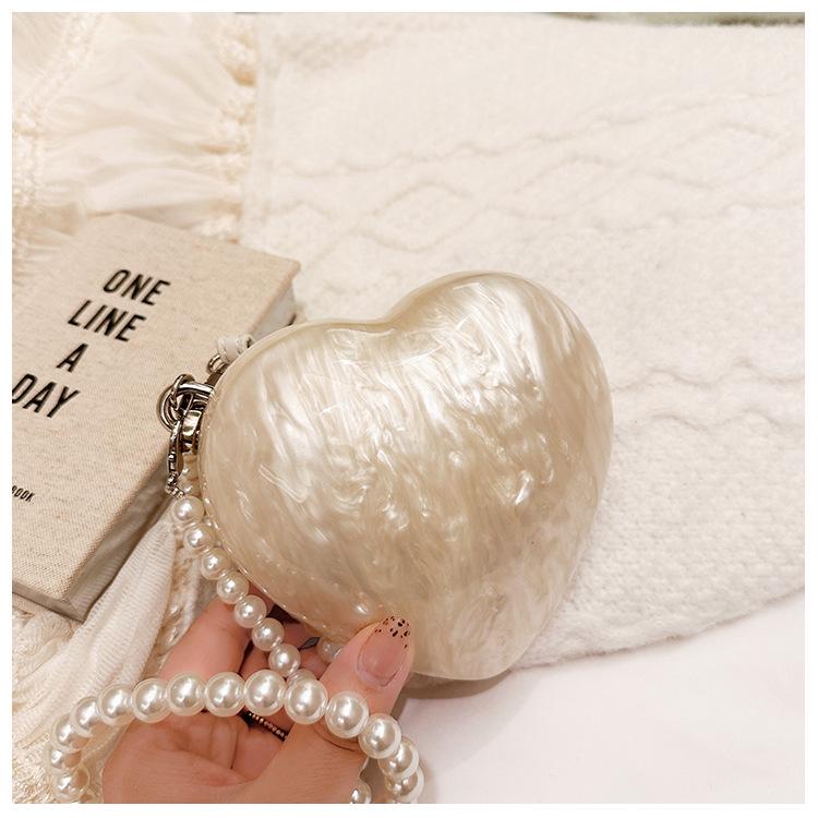 Heart-Shaped Acrylic Evening Crossbody Bag for Women