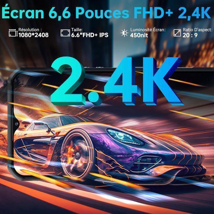 OUKITEL WP35 Pro Smartphone Robuste 5G 36Go+512Go 6.6" FHD+ 11000mAh 64MP Caméra Telephone Incassable Android 14 Dual SIM/NFC, Gris