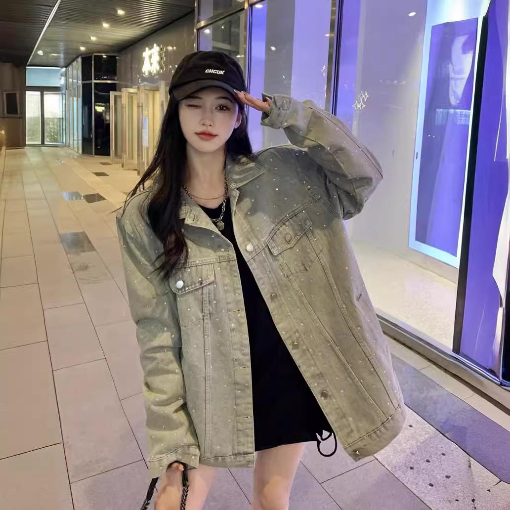 

Свободная джинсовая куртка женская весенняя тяжелая куртка в рабочем стиле Tide XL светло-синий