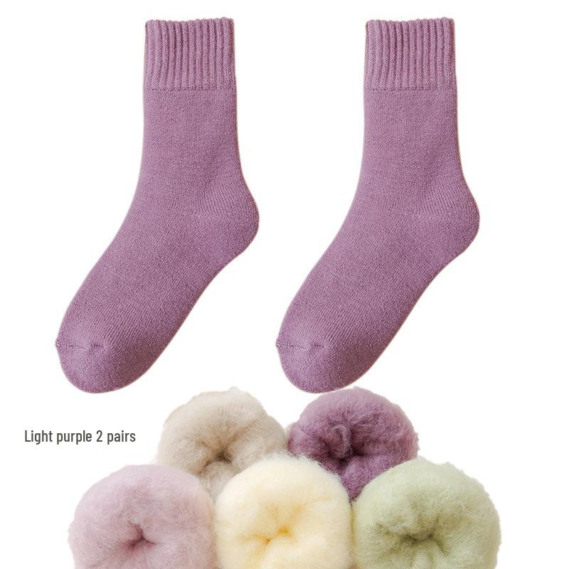 Dámské fleecové ponožky střední délky Zhuji - Silný samet, teplé a pohodlné na podzim/zimu, ideální na spaní nebo lenošení