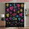 2D Flat Printing 2pcs Curtain Scene Curtains Valentine's Hearts and Stars Digital Printed Polyester Drapes Seasonal Party &