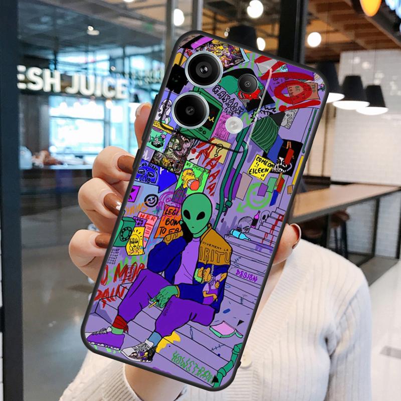 Aesthetics Cartoon Alien Space Case For Xiaomi Redmi Note 14 Pro 10 11 12 13 15 Pro Plus Redmi 15C 14C 10C 12C 13C 15 Cover