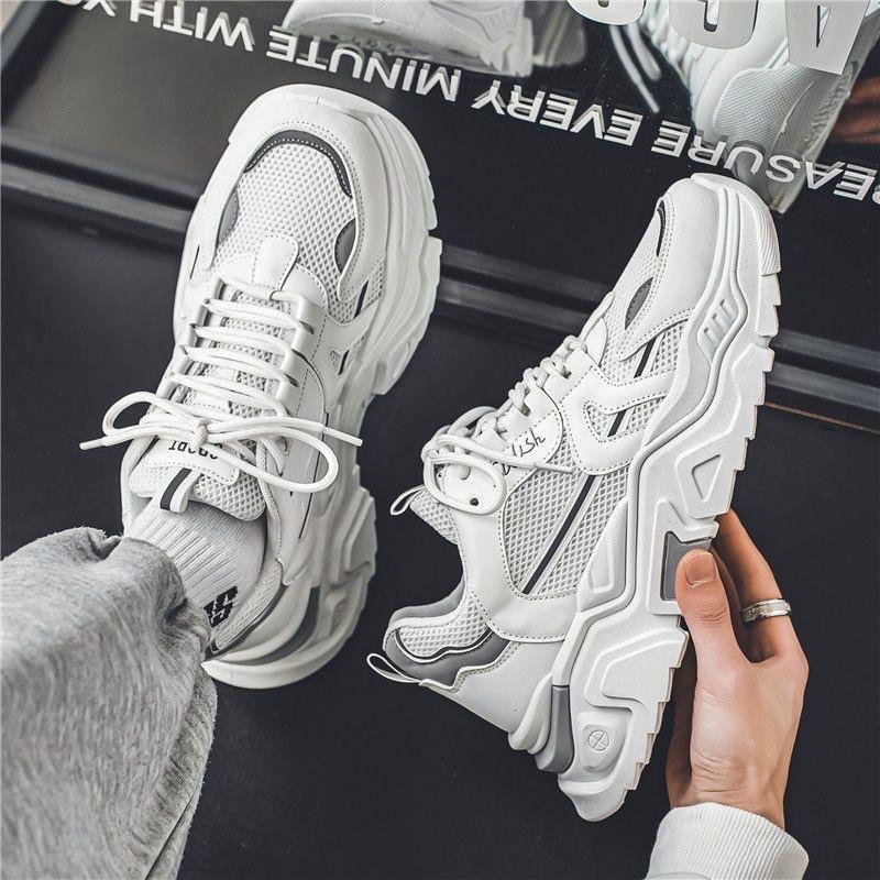 

Men s shoes spring and autumn new mesh breathable youth sports and leisure versatile thick sole height increase Xiaobai 39