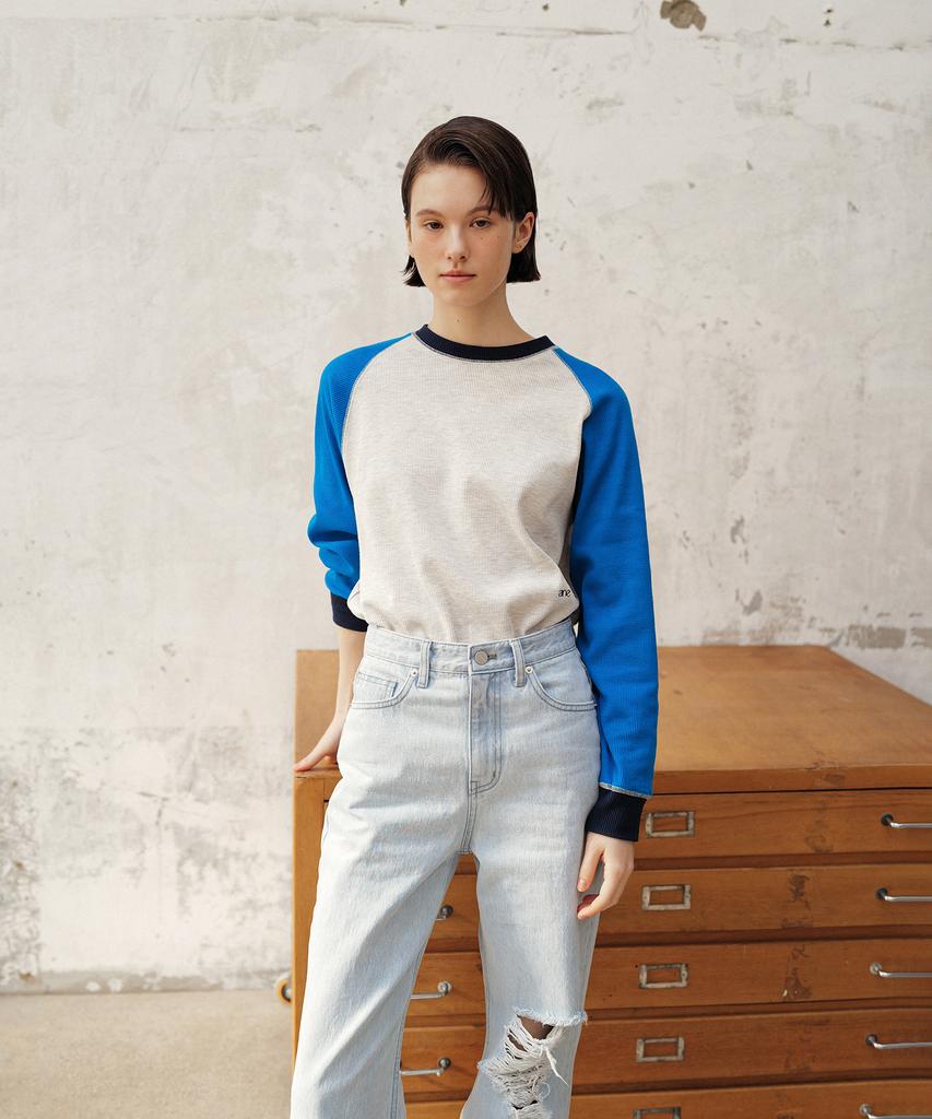 ANDNEEDS Raglan Waffle Tee (Blue)