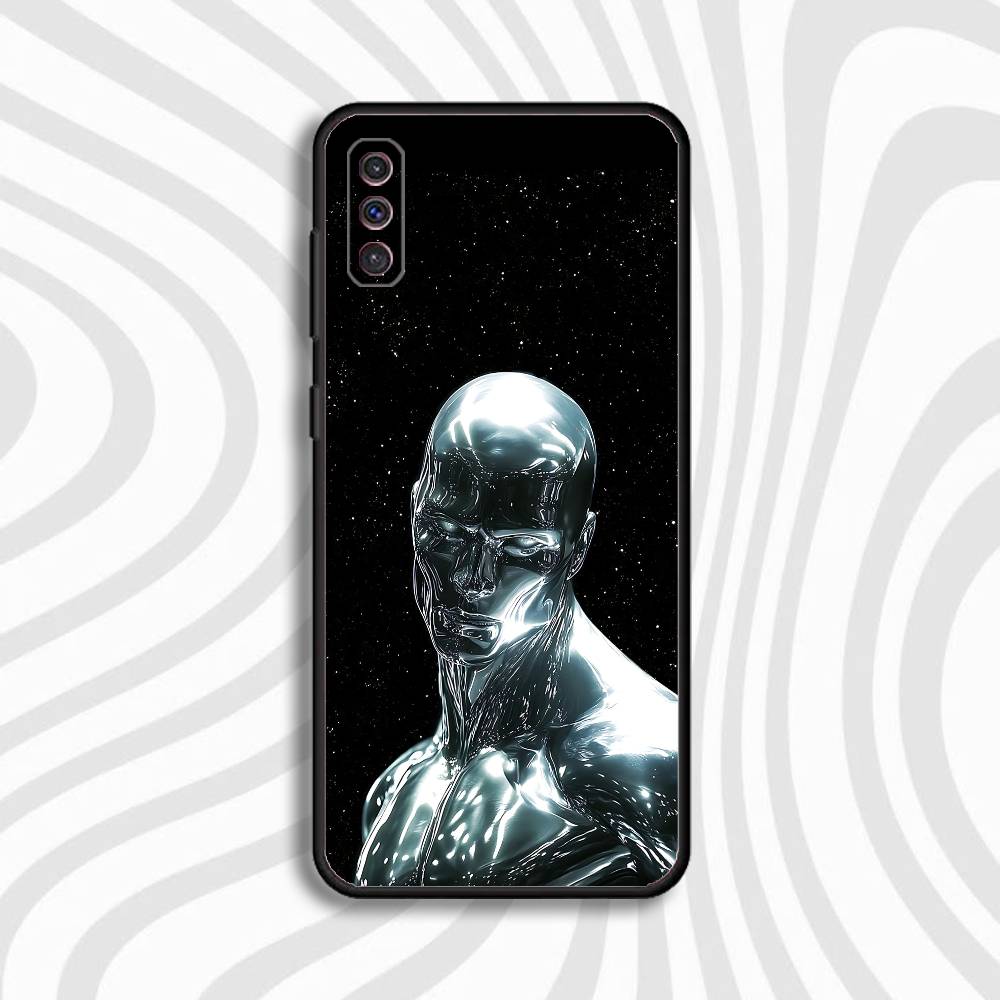 Cool S-Silver S-Surfer Phone Case For Samsung S10,S21,FE,S21,Note 20,S26,S25,S24,S23,Ultra,S9,S22,Plus Soft Silicone Black Cover