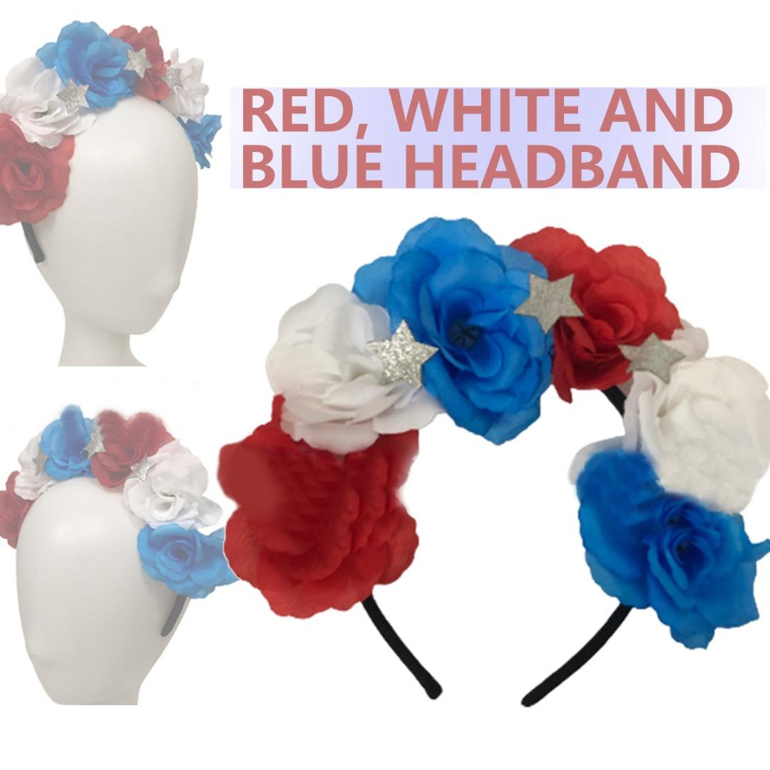 

Tingml Цветочная повязка на голову Queens Jubilee Патриотическая повязка для волос Платье Красный Белый Синий