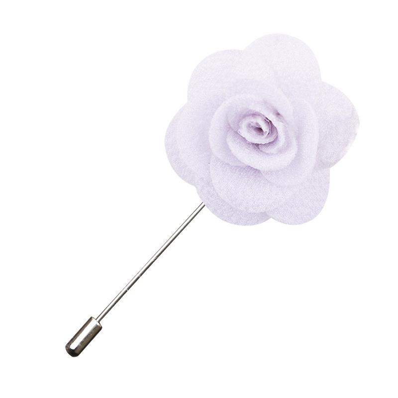

4CM Diameter Fashion Men s Brooch Camellia Flower Lapel Pins Handmade Floral Plug-in Long Needle Suit Dress Accessories Brooches білий