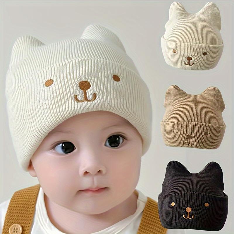 Children's Cute Knit Bear Ear Beanie Hat - Polyester, Hand Wash, Stretch Fit, Lightweight Toggle Closure, Fall/Winter Season, Daily & Casual