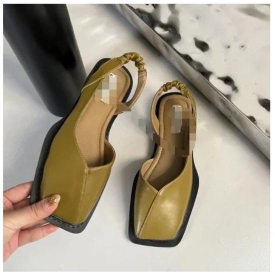 Summer Elegant Ladies Sandals Square Heel 35-40 Square Toe Fashion Ladies Elastic Band Flat Heel Women Shallow Party Shoes