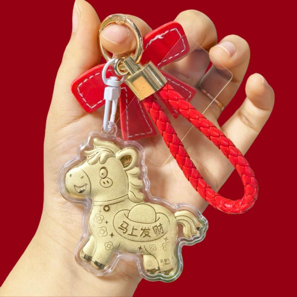 New Horse Keychain Bow Zodiac Key Ring Backpack Pendant New Year Pendant  Car Keychain