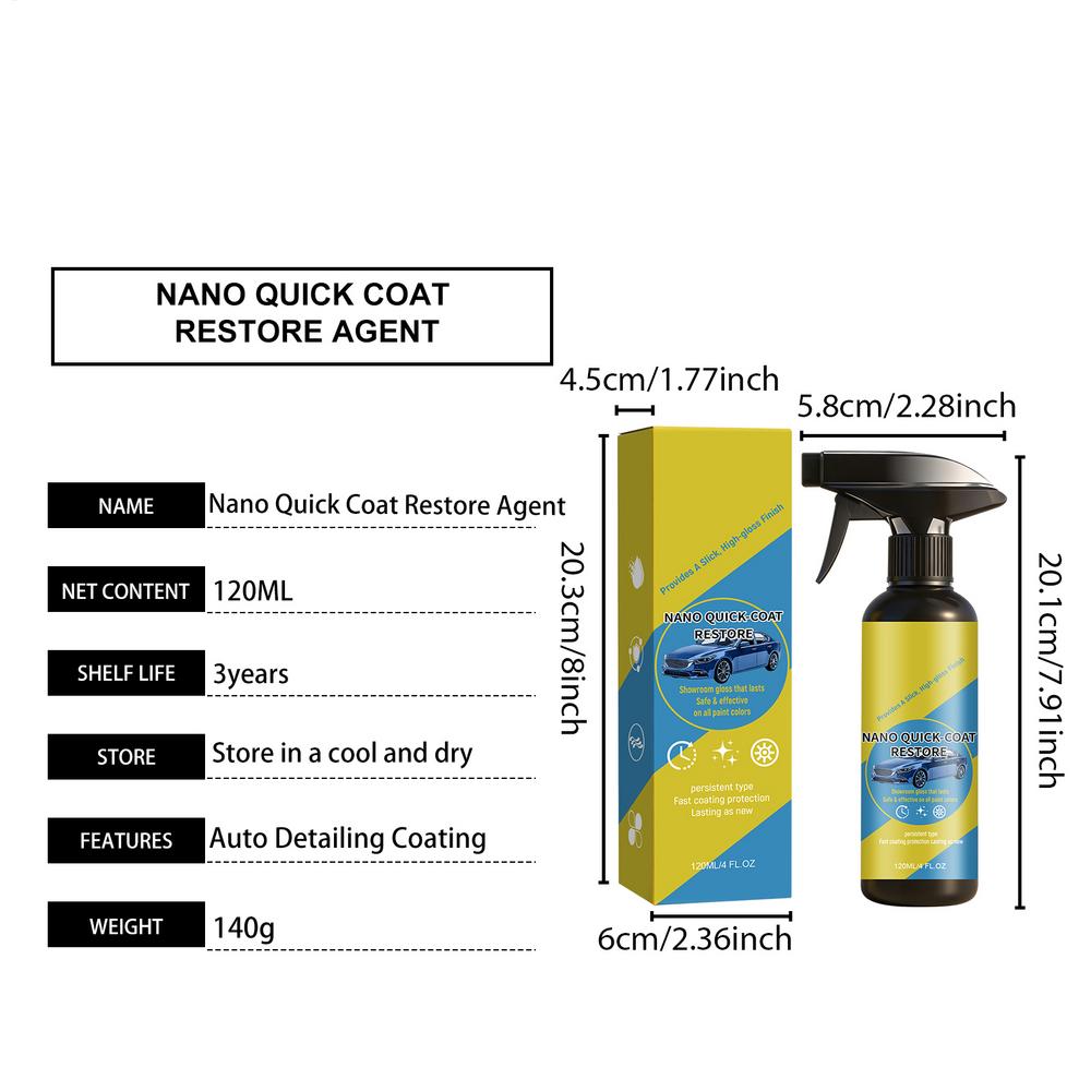 

Nano Car Coating Spray 120ml Waterproof UV Block Coating Solution Multifunctional Car Restore Spray for Truck SUV Motorcycle RVs
