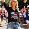 Women’s Casual V Neck Top with 250 Years of Print Comfortable Soft Fabric Three Quarter Sleeve Shirt for Daily Wear