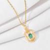 Emerald Square Necklace Female Court Vintage Premium Versatile Geometric Zircon Pendant