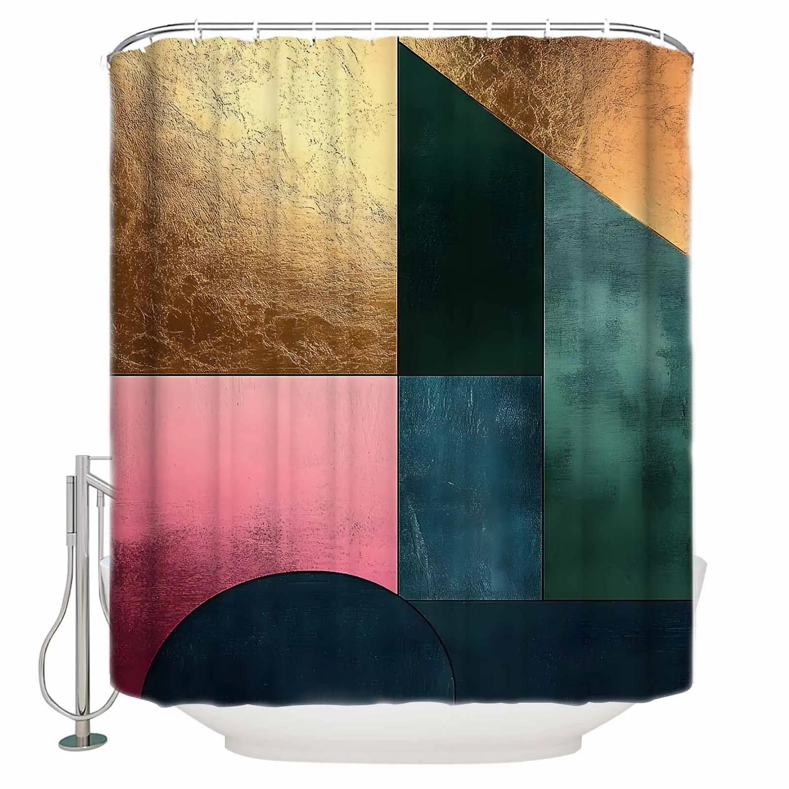 

Abstract Circle Color Block Shower Curtains Waterproof Bath Curtains Home Decor Modern Luxury Bathroom Curtain W60H190(CM)-1 Pcs