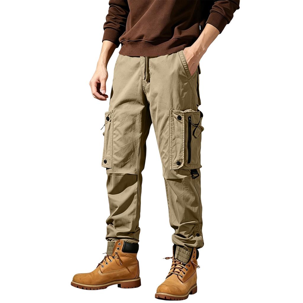 Herren Outdoor Wander-Taktische Cargohosen mit verstellbaren Kordelzügen an den Bündchen Mehrere Taschen Strapazierfähige Arbeitskleidung Utility-Hosen