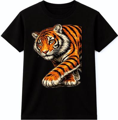 Tiger T-Shirt Laufen Wildtier Grafik-T-Shirt Großkatze Raubtier Lässiges Oberteil