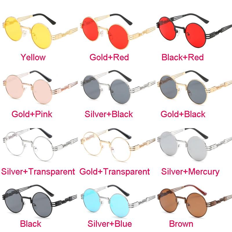 Lunettes de soleil rondes rétro unisexes avec monture en métal léger pour protection UV**