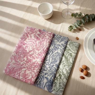 Plant Leaf Print Tablecloth Soft Fabric Foldable Napkin Cloth Boho Style Table Mat Dining Table Kitchen Home Party Wedding Bar Decor