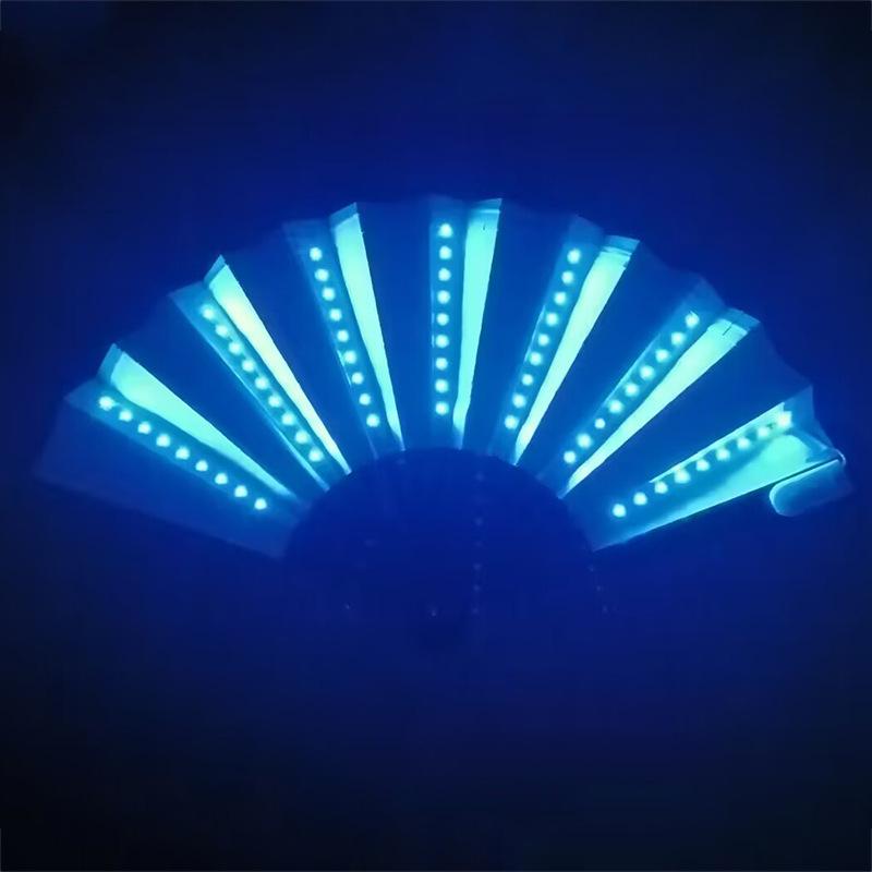 LED Luminous Folding Fan for Stage, KTV, Bar, Nightclub, and Disco – Colorful 6V Prop Fan for Enhanced Atmosphere