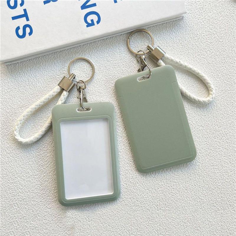 Multicolor Matte Plastic Id Card Holder Wrist Lanyard Scratch Resistant Shell For Students Office Workers Access Cards