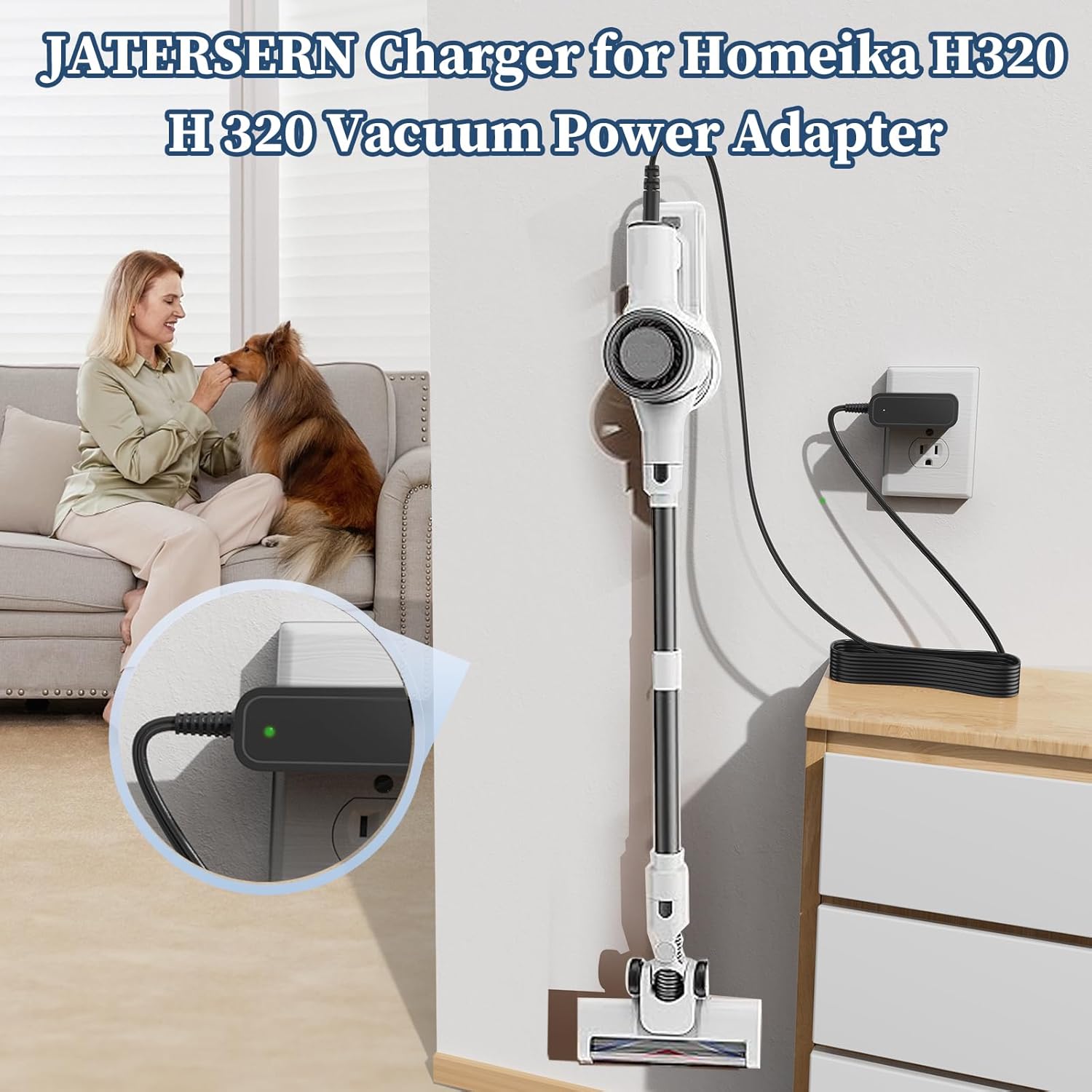 26.5V Charger for Homeika H320 H 320 H016 Cordless Powerful Suction Vacuum Power Supply for Homeika Cordless Vacuum Cleaner Power Cord for Homeika AC