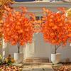 Thanksgiving Day Artificial Maple Tree Branches Realistic Fall Foliage Decor with Orange Leaves Durable Plastic Seasonal Display
