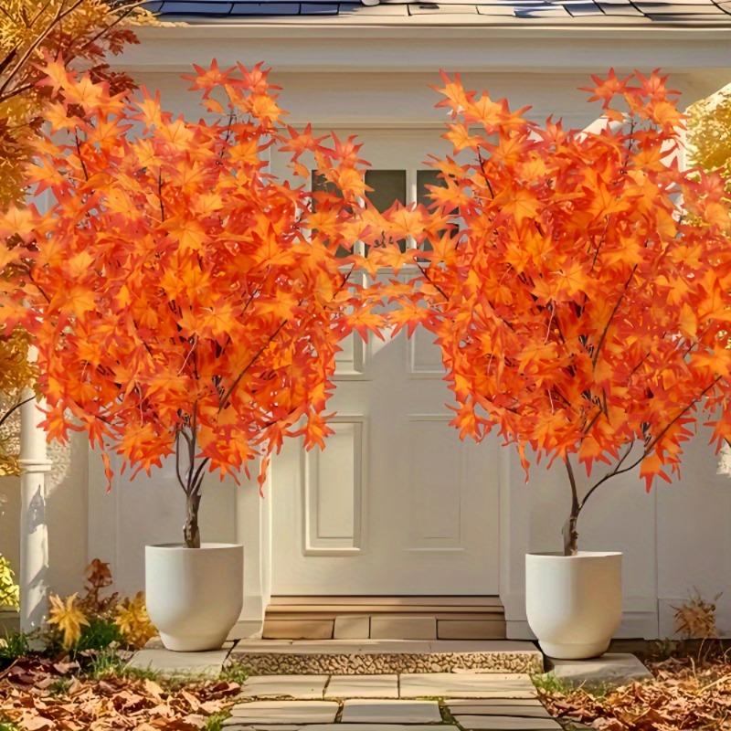 Thanksgiving Day Artificial Maple Tree Branches Realistic Fall Foliage Decor with Orange Leaves Durable Plastic Seasonal Display