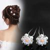 Metal Bridal Hairpin U-shaped Rhinestone Hair Clip Elegant Crystal Flower Hair Fork  Wedding