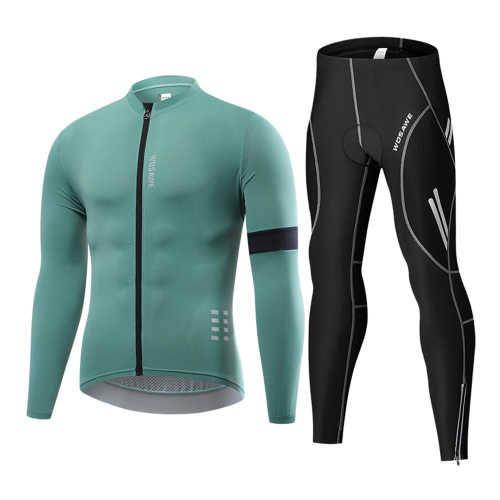 

WOSAWE Муж. Велоспорт Градиентная печать С длинным рукавом Одежда для езды на горном велосипеде Спорт на открытом воздухе Быстросохнущая Дышащая одежда для велоспорта Колготки с 3D подкладкой S зелёный