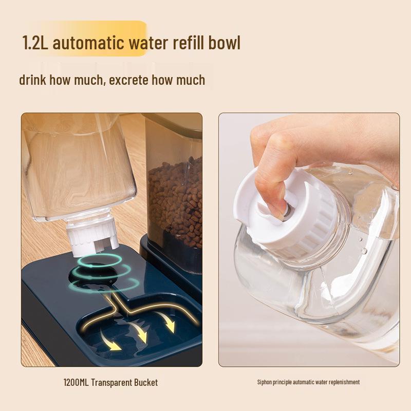 Automatic Double Bowl Pet Feeder: Anti-Spill Cat & Dog Food and Water Bowl Set
