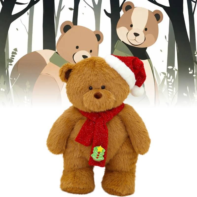 Teddy Plush Bear Toys Santa Hat Scarf Cartoon Animals Fill Doll Christmas Gifts