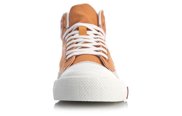 Li Ning Skateboard Shoes Women's High Top Dark Khaki/White AGCQ026-4