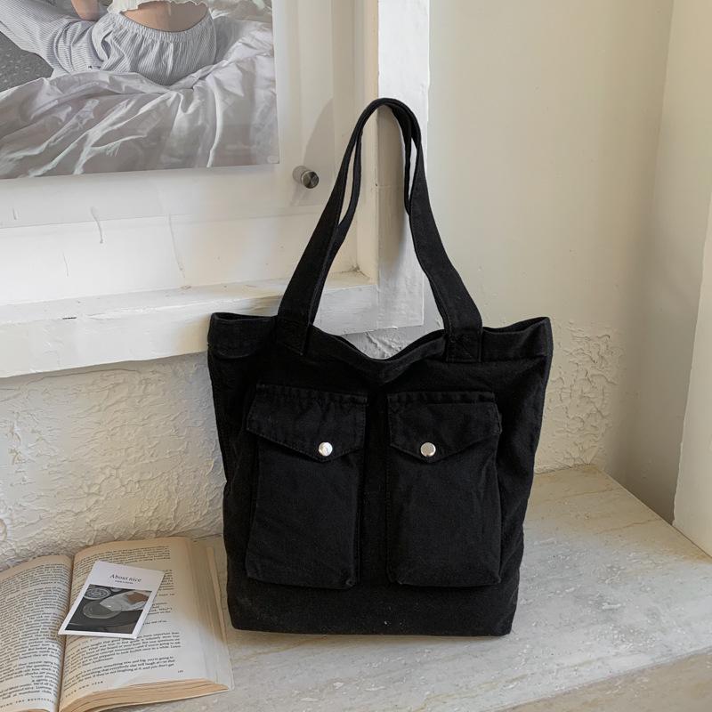 Large Capacity Multi Pocket Shoulder Bags Women Fashi Canvas Handle Bag Casual Comfortable and Versatile Texture Storage Bag