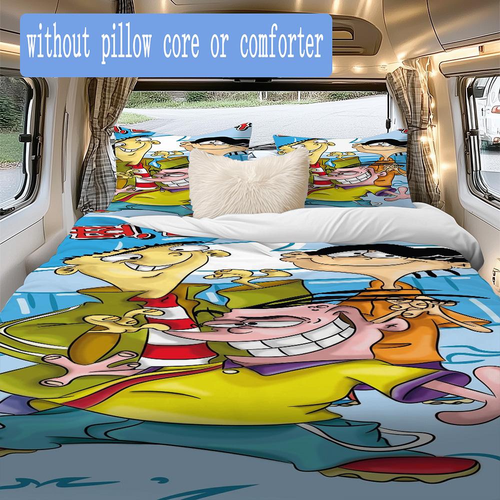 Ed, Edd N Eddy Pattern Bedding,Quilt Set Quilt Cover Pillowcase Home Birthday Gift (1*duvet Cover+2*pillowcase,without core)SSJT0917068