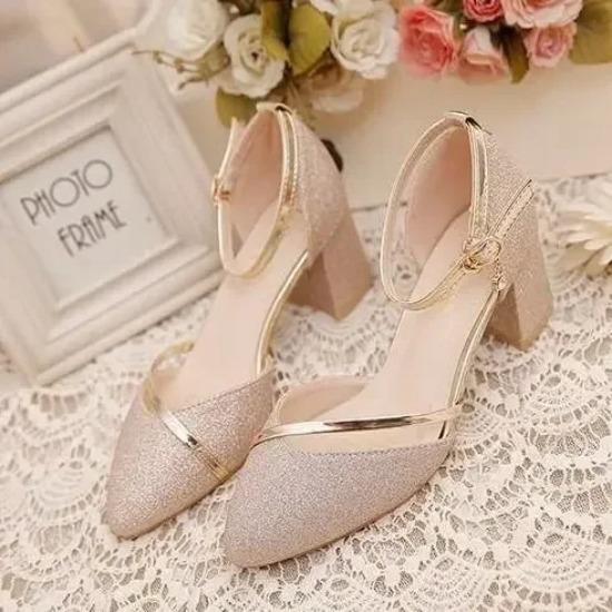 

Новые сексуальные женские свадебные туфли на высоком каблуке, женские модные туфли на каблуках из золота и серебра, женские сандалии 35