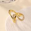 Vintage Wave 8-shaped Cubic Zirconia Stainless Steel Ring 18K Gold-plated Rings for Women Wedding Prom Jewelry Anniversary Gift
