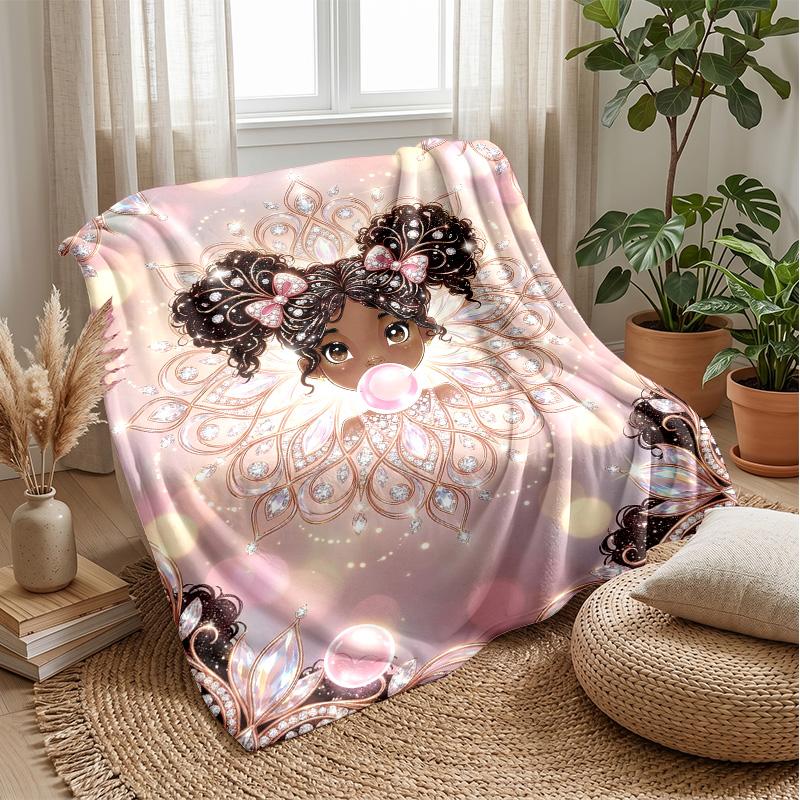 Magical Princess Sparkle Theme blanket Lightweight Warm Flannel Blanket Decorative Throw Blanket for Home Decoration