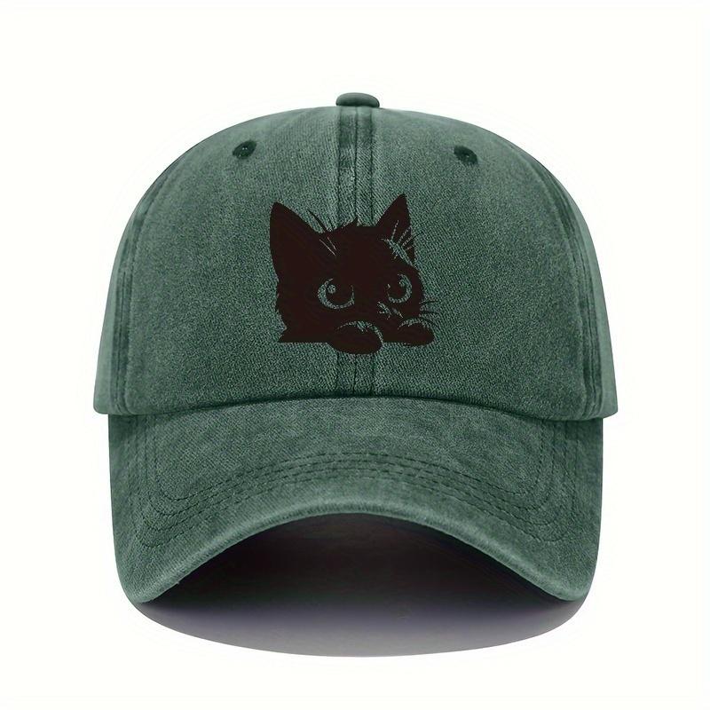 Little Black Cat Printed Baseball Hat Retro Lightweight Washable Hat Adjustable for Men and Women