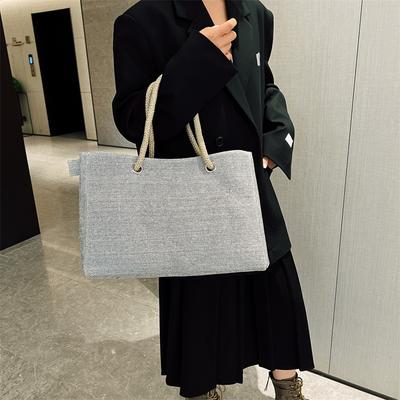 Bolsas femininas mais vendidas Novas bolsas de ombro de linho Grande capacidade cor sólida moda casual bolsas tote portáteis