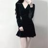 Small Dress Autumn and Winter High-end Birthday Dress Dress, Royal Sister Wears a Short Velvet Little Black Dress To Show Her Figure
