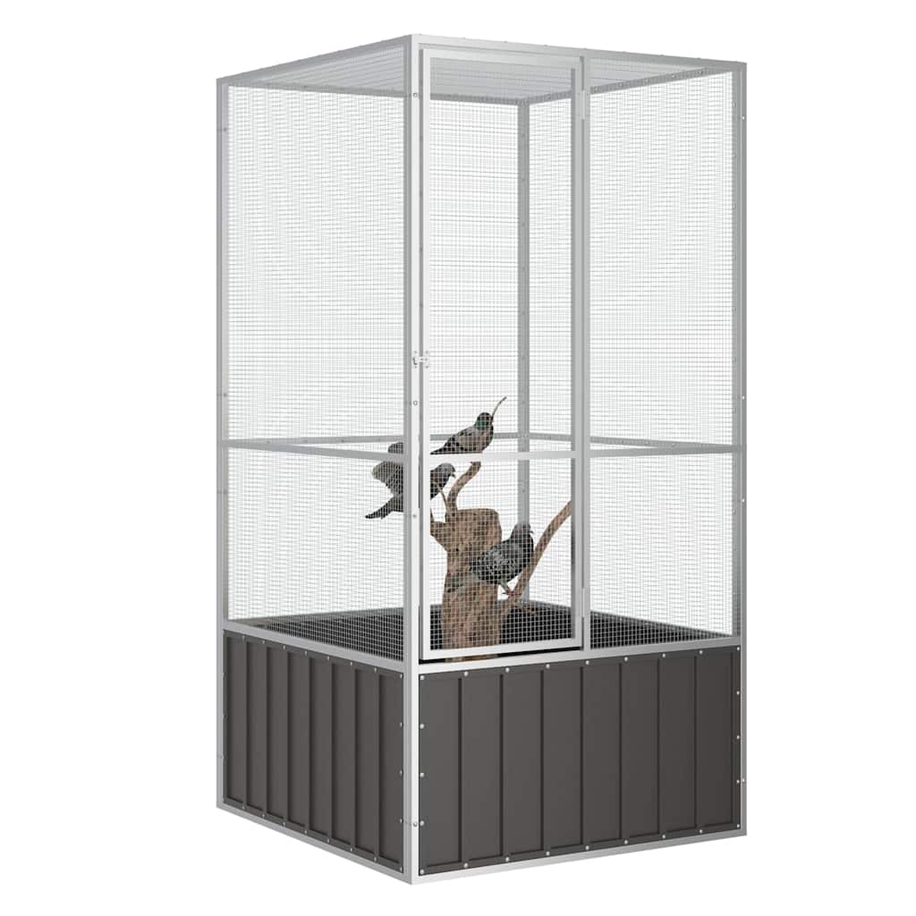 Vidaxl Aviary, Anthracite, 111X107X211.5 Cm, Galvanized Steel