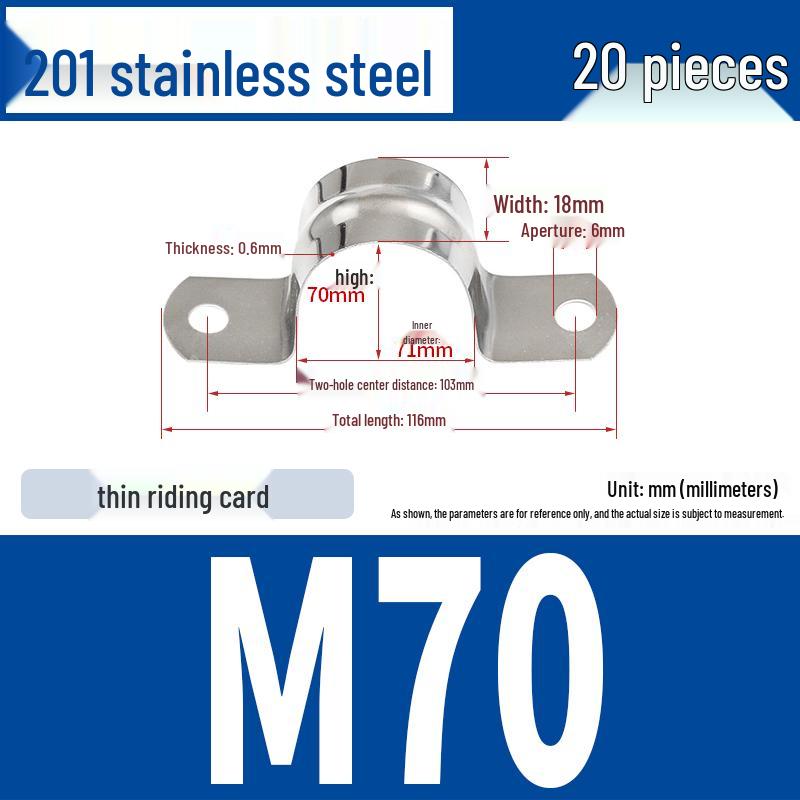 304 Stainless Steel U-Bolt Pipe Clamp Bracket - Pipe & Hose Clip Snap-on Hoop