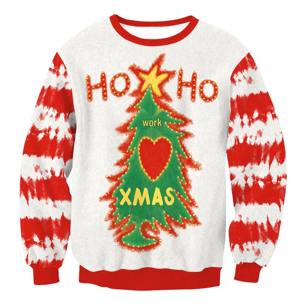 2025 Festlig Julgransränder Digitalt Tryck Par Huvtröja